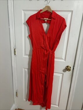 Maeve Red Wrap-Style Maxi Dress